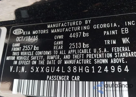 2017 Kia Optima Ex from USA, damaged, VIN 5XXGU4L38HG124964